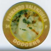 1991 Score 7-Eleven Superstar Action Coins: Southern California Region #15 PJ Fernando Valenzuela Front