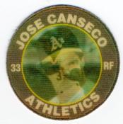 1991 Score 7-Eleven Superstar Action Coins: Texas Region #3 BJ Jose Canseco Front
