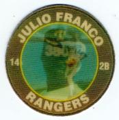 1991 Score 7-Eleven Superstar Action Coins: Texas Region #6 BJ Julio Franco Front