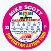 1991 Score 7-Eleven Superstar Action Coins: Texas Region #9 BJ Mike Scott Back