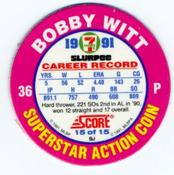 1991 Score 7-Eleven Superstar Action Coins: Texas Region #15 BJ Bobby Witt Back