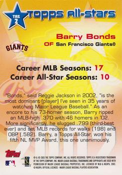 2003 Topps - All-Stars #TAS2 Barry Bonds Back