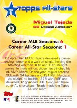 2003 Topps - All-Stars #TAS5 Miguel Tejada Back
