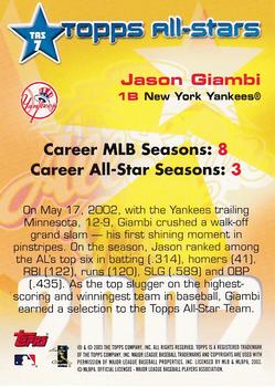2003 Topps - All-Stars #TAS7 Jason Giambi Back