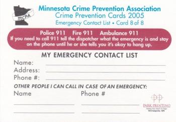 2005 Minnesota Twins Police #8 McGruff the Crime Dog Back