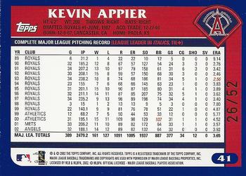 2003 Topps - Black #41 Kevin Appier Back