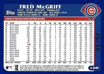 2003 Topps - Black #108 Fred McGriff Back
