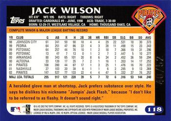 2003 Topps - Black #118 Jack Wilson Back