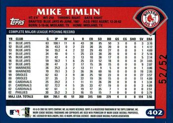2003 Topps - Black #402 Mike Timlin Back