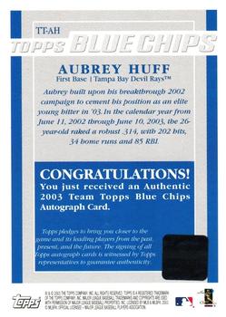 2003 Topps - Blue Chips Autographs #TT-AH Aubrey Huff Back