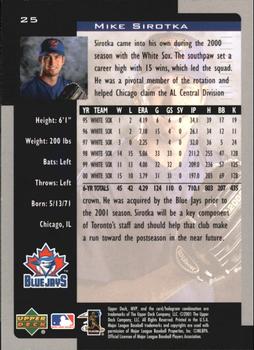 2001 Upper Deck MVP #25 Mike Sirotka Back