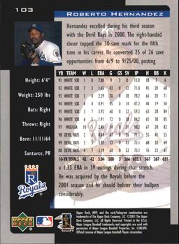 2001 Upper Deck MVP #103 Roberto Hernandez Back