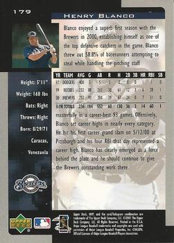 2001 Upper Deck MVP #179 Henry Blanco Back