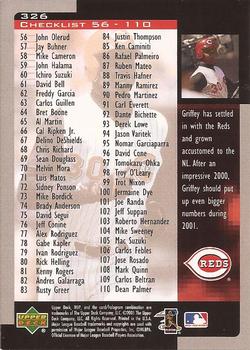 2001 Upper Deck MVP #326 Ken Griffey Jr. Back