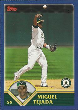 2003 Topps - Box Bottoms #77 Miguel Tejada Front