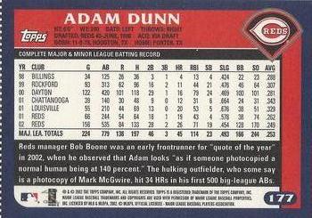 2003 Topps - Box Bottoms #177 Adam Dunn Back