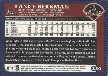 2003 Topps - Box Bottoms #230 Lance Berkman Back