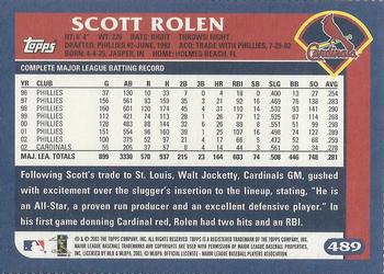 2003 Topps - Box Bottoms #489 Scott Rolen Back