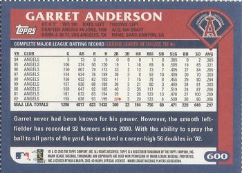2003 Topps - Box Bottoms #600 Garret Anderson Back