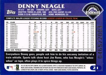 2003 Topps - Gold #21 Denny Neagle Back
