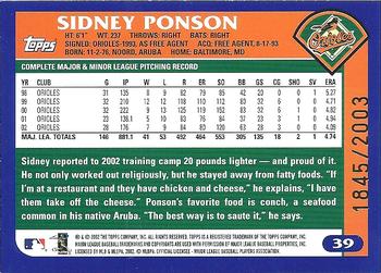 2003 Topps - Gold #39 Sidney Ponson Back