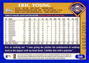 2003 Topps - Gold #56 Eric Young Back