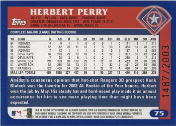 2003 Topps - Gold #75 Herbert Perry Back