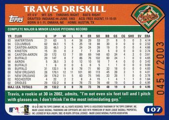 2003 Topps - Gold #107 Travis Driskill Back