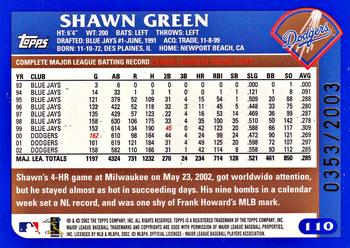 2003 Topps - Gold #110 Shawn Green Back