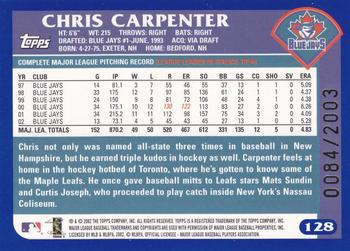2003 Topps - Gold #128 Chris Carpenter Back