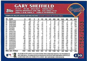 2003 Topps - Gold #130 Gary Sheffield Back