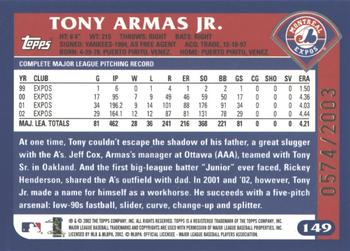2003 Topps - Gold #149 Tony Armas Jr. Back