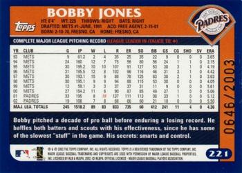 2003 Topps - Gold #221 Bobby Jones Back