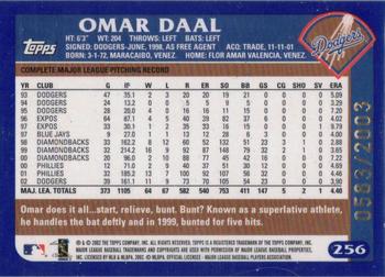 2003 Topps - Gold #256 Omar Daal Back