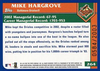 2003 Topps - Gold #264 Mike Hargrove Back