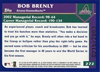 2003 Topps - Gold #272 Bob Brenly Back