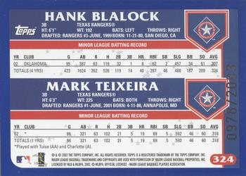 2003 Topps - Gold #324 Hank Blalock / Mark Teixeira Back