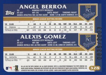 2003 Topps - Gold #328 Angel Berroa / Alexis Gomez Back