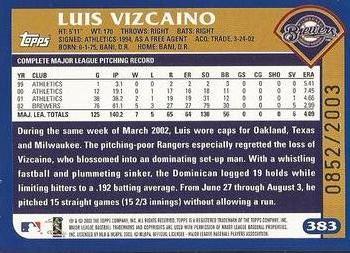 2003 Topps - Gold #383 Luis Vizcaino Back