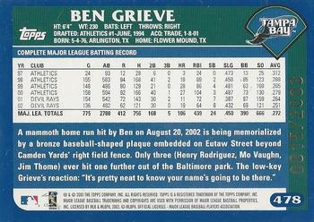 2003 Topps - Gold #478 Ben Grieve Back