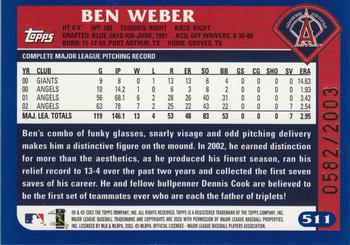 2003 Topps - Gold #511 Ben Weber Back
