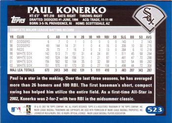 2003 Topps - Gold #523 Paul Konerko Back
