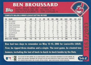 2003 Topps - Gold #562 Ben Broussard Back