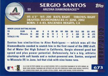 2003 Topps - Gold #673 Sergio Santos Back