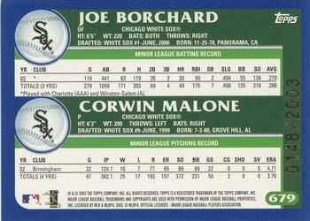 2003 Topps - Gold #679 Joe Borchard / Corwin Malone Back