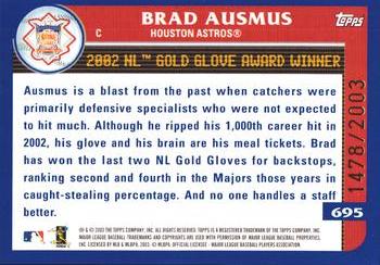 2003 Topps - Gold #695 Brad Ausmus Back