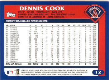 2003 Topps - Home Team Advantage #12 Dennis Cook Back