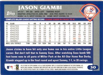 2003 Topps - Home Team Advantage #30 Jason Giambi Back