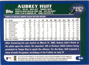 2003 Topps - Home Team Advantage #36 Aubrey Huff Back