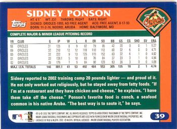 2003 Topps - Home Team Advantage #39 Sidney Ponson Back